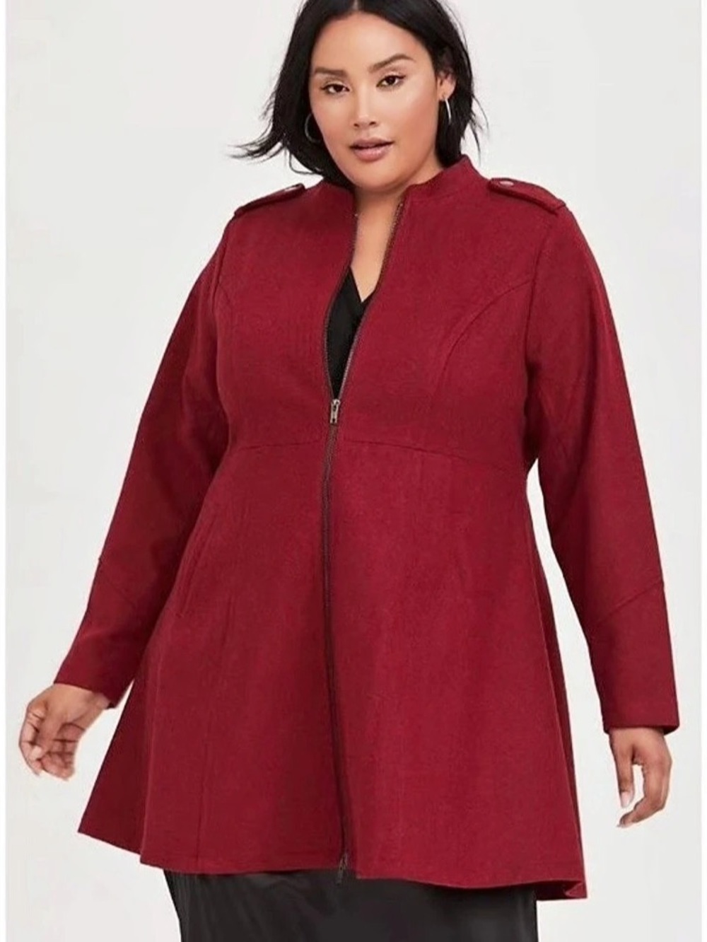 Torrid Zip-Front Fit and Flare Coat Women's Red 1X